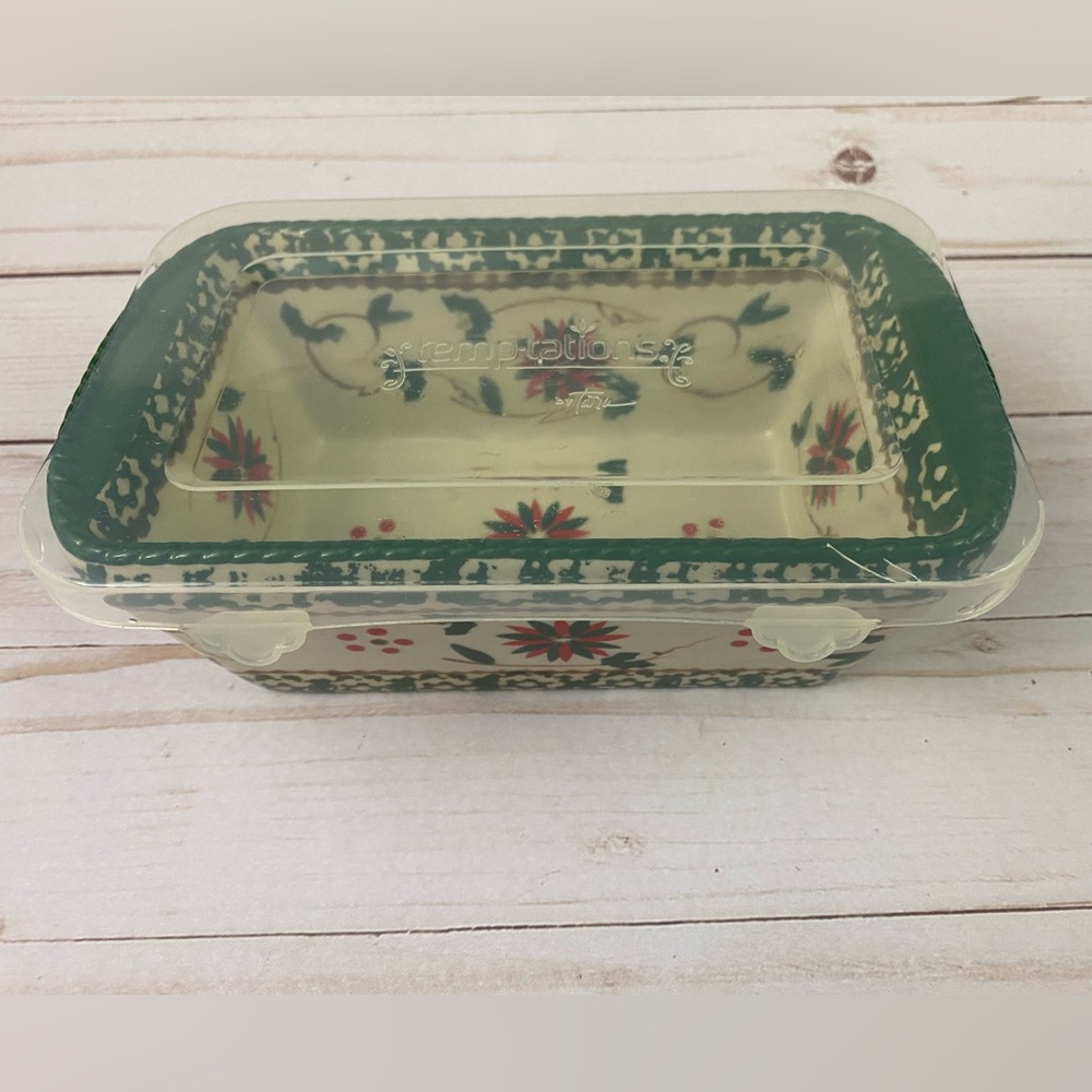 Temptations By Tara Old World Mini Loaf Pan With Lid 12 OZ Holiday